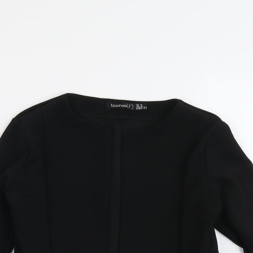 Boohoo Womens Black Jacket Blazer Size 6 - Flute Sleeve