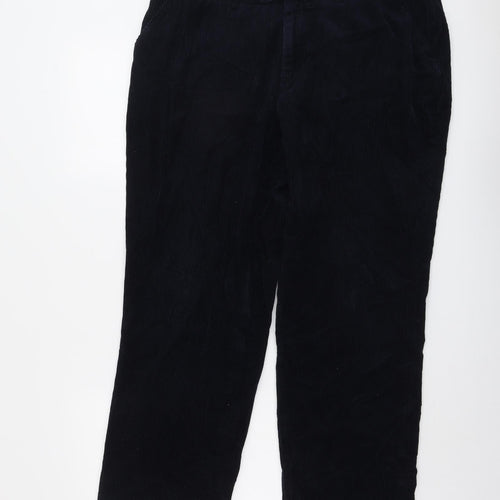 Lincoln Mens Blue Cotton Trousers Size 38 in L29 in Regular Button