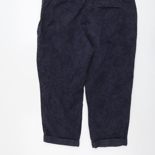 M&Co Womens Blue Cotton Cropped Trousers Size 16 L21 in Regular Button