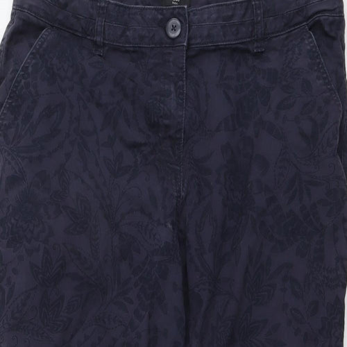 M&Co Womens Blue Cotton Cropped Trousers Size 16 L21 in Regular Button