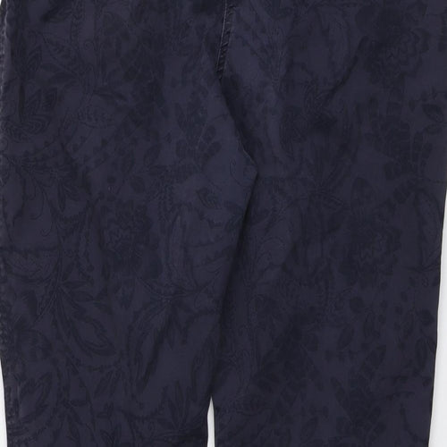 M&Co Womens Blue Cotton Cropped Trousers Size 16 L21 in Regular Button