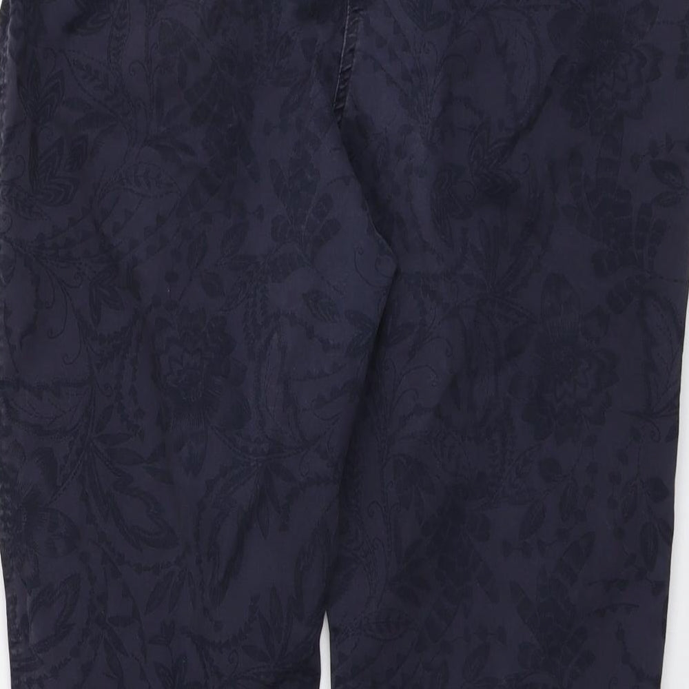 M&Co Womens Blue Cotton Cropped Trousers Size 16 L21 in Regular Button
