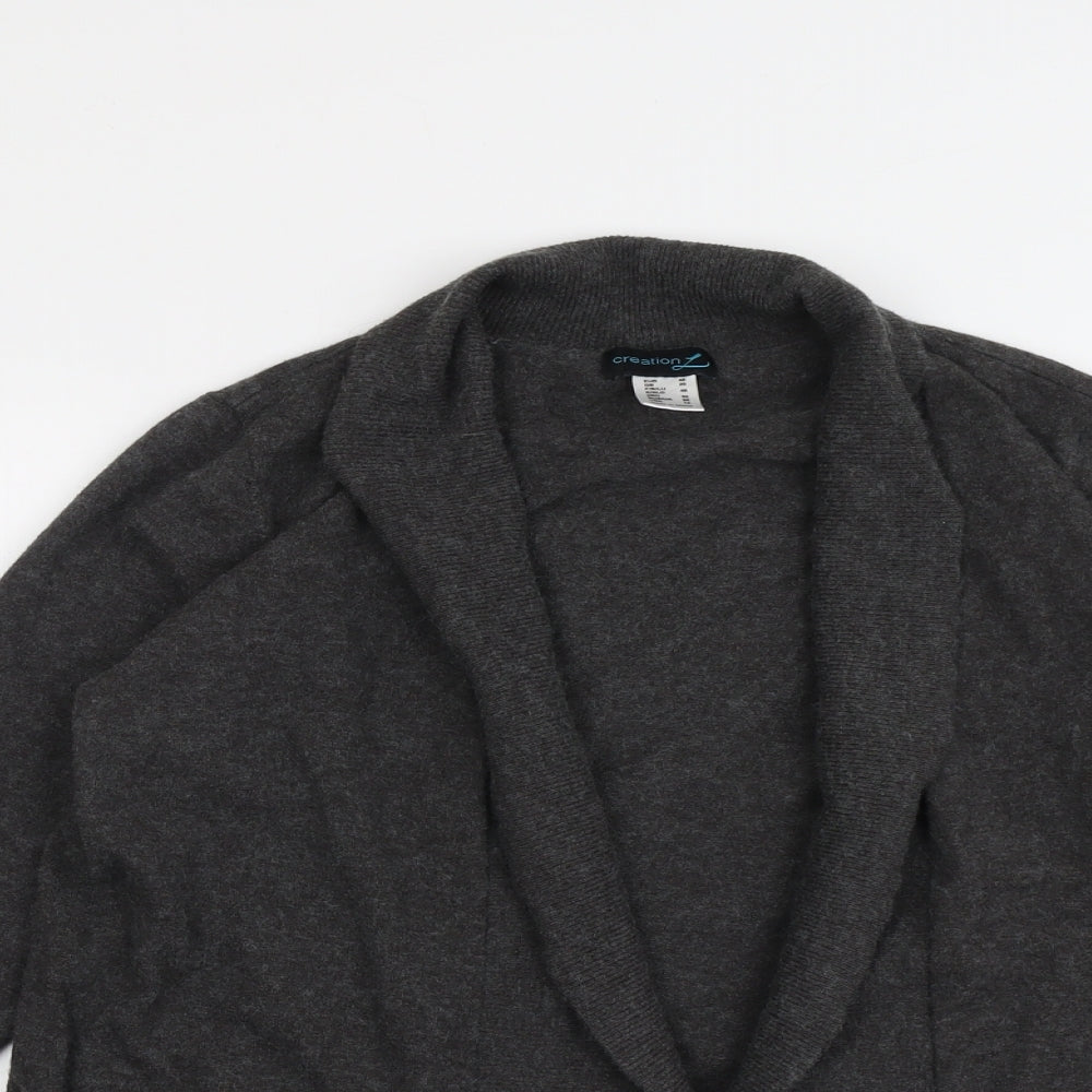Creation Womens Grey V-Neck Viscose Cardigan Jumper Size 20