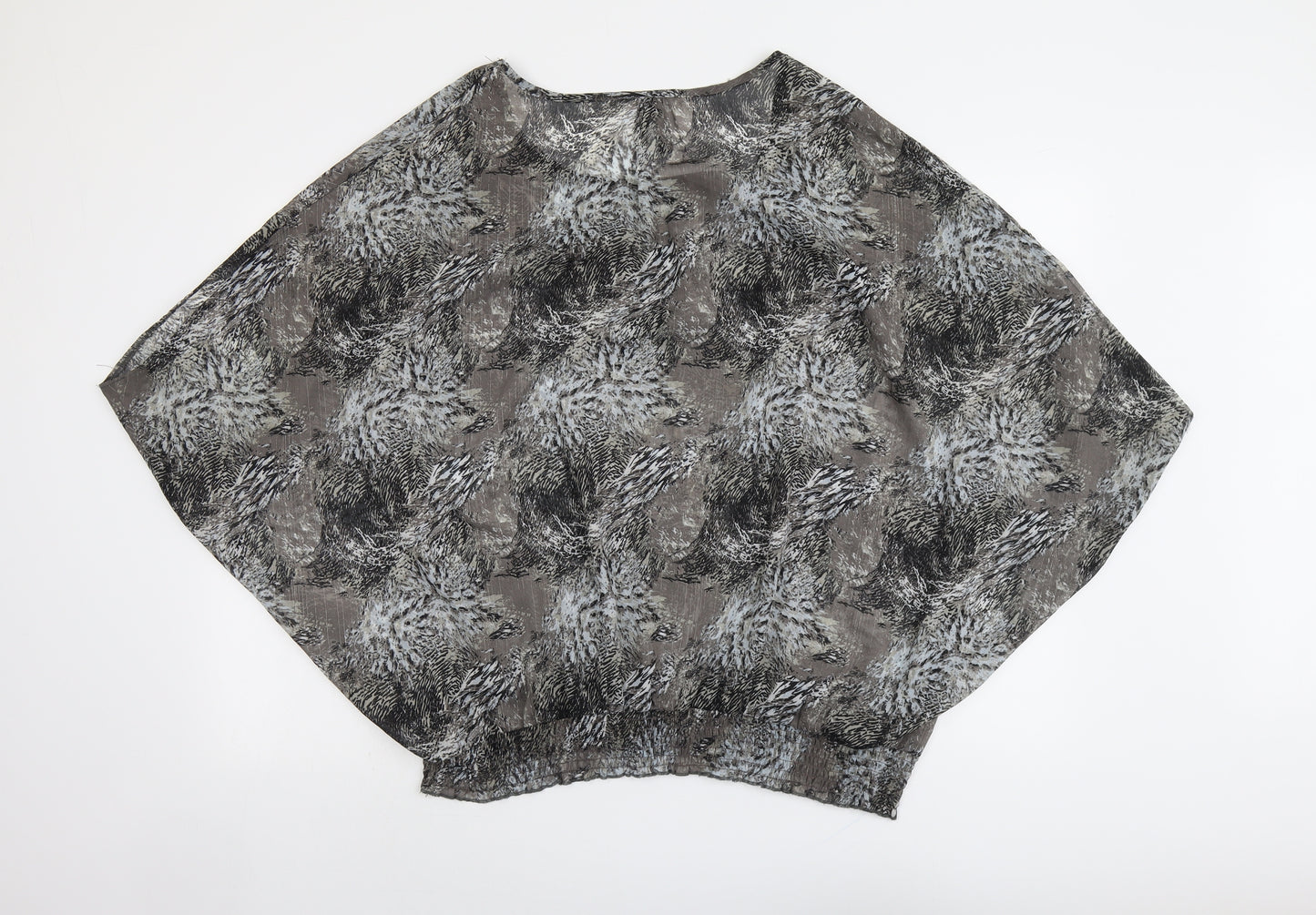 Maxi Blue Womens Brown Geometric Polyester Basic Blouse Size 14 Round Neck