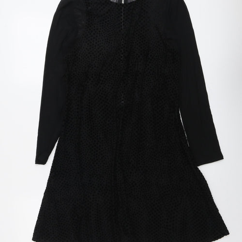 Cooperative Womens Black Nylon Trapeze & Swing Size M Round Neck Zip