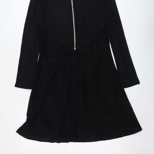 Cooperative Womens Black Nylon Trapeze & Swing Size M Round Neck Zip