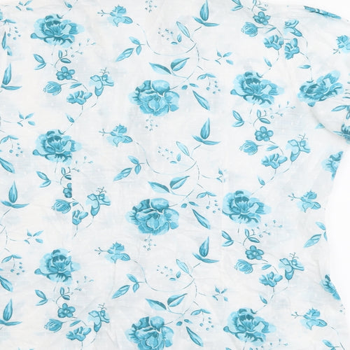 Per Una Womens White Floral Cotton Basic Button-Up Size 16 Collared