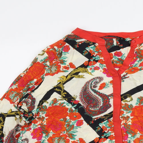 NEXT Womens Multicoloured Geometric Viscose Basic Blouse Size 18 V-Neck