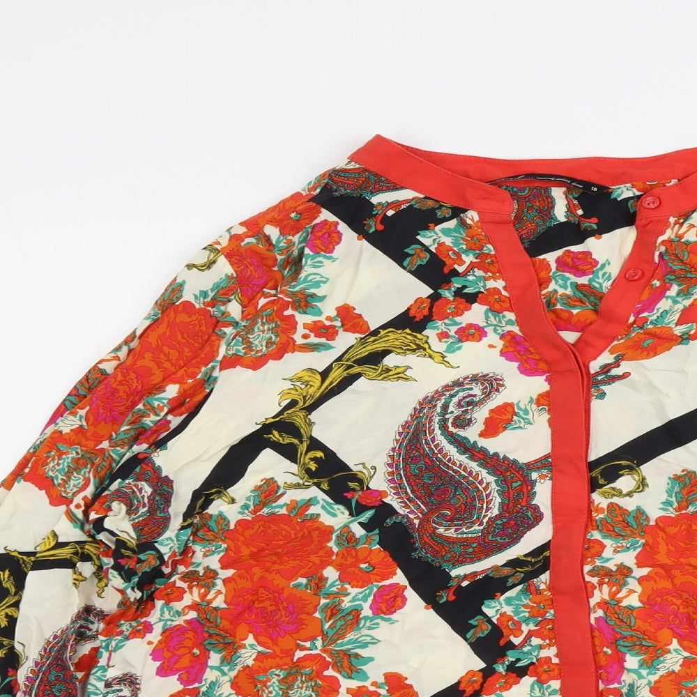 NEXT Womens Multicoloured Geometric Viscose Basic Blouse Size 18 V-Neck