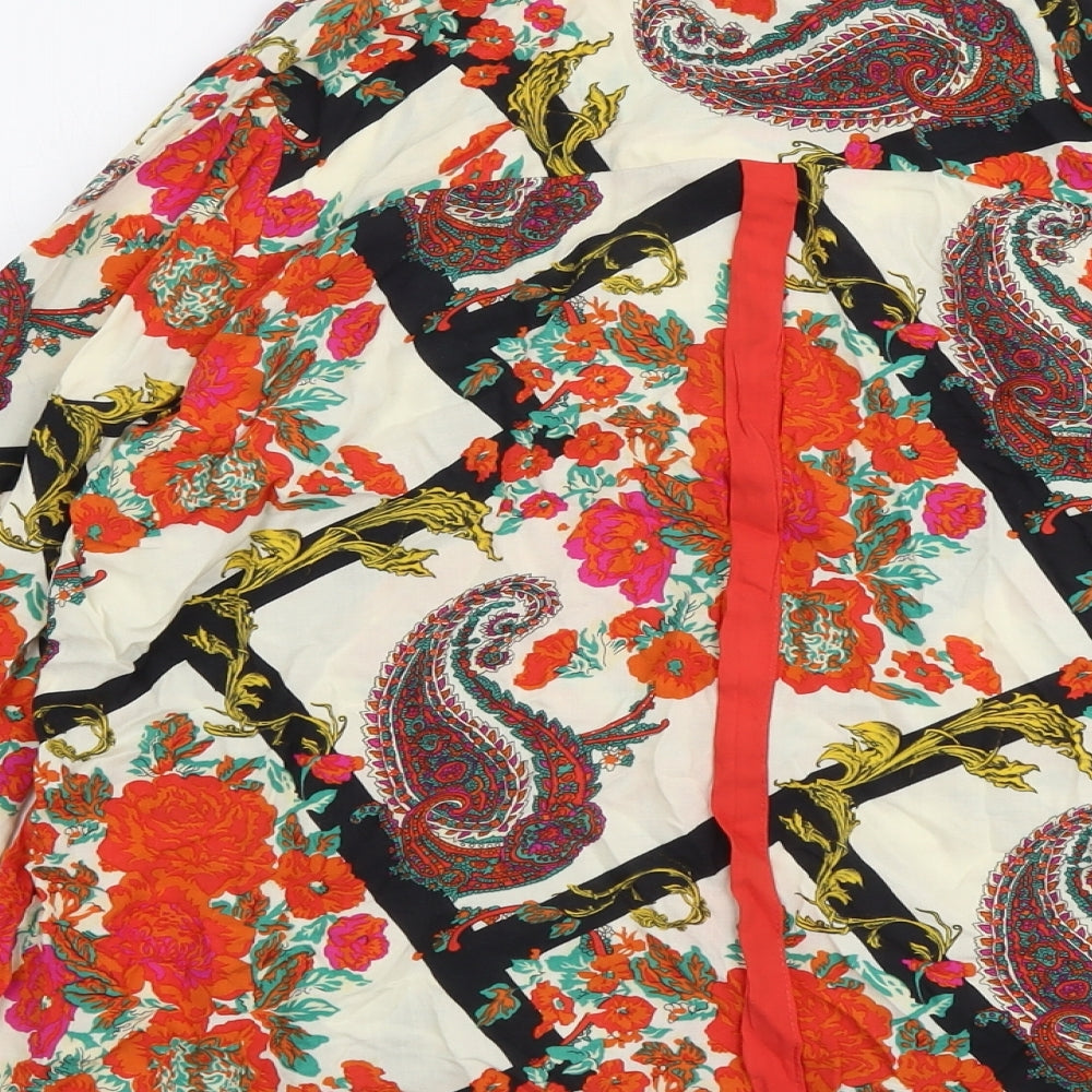 NEXT Womens Multicoloured Geometric Viscose Basic Blouse Size 18 V-Neck