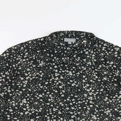 Oliver Bonas Womens Black Geometric Polyester Basic Button-Up Size 10 Collared