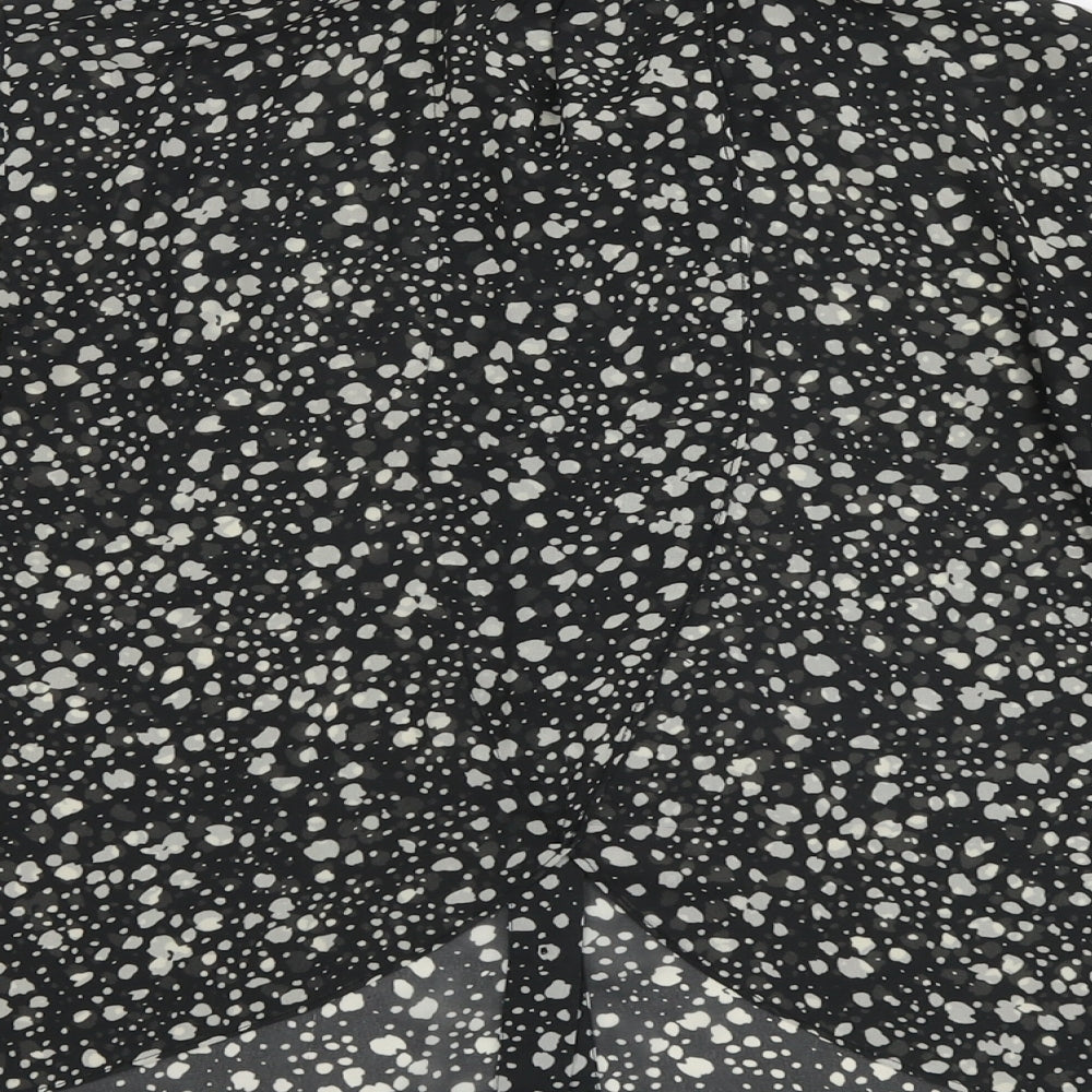 Oliver Bonas Womens Black Geometric Polyester Basic Button-Up Size 10 Collared