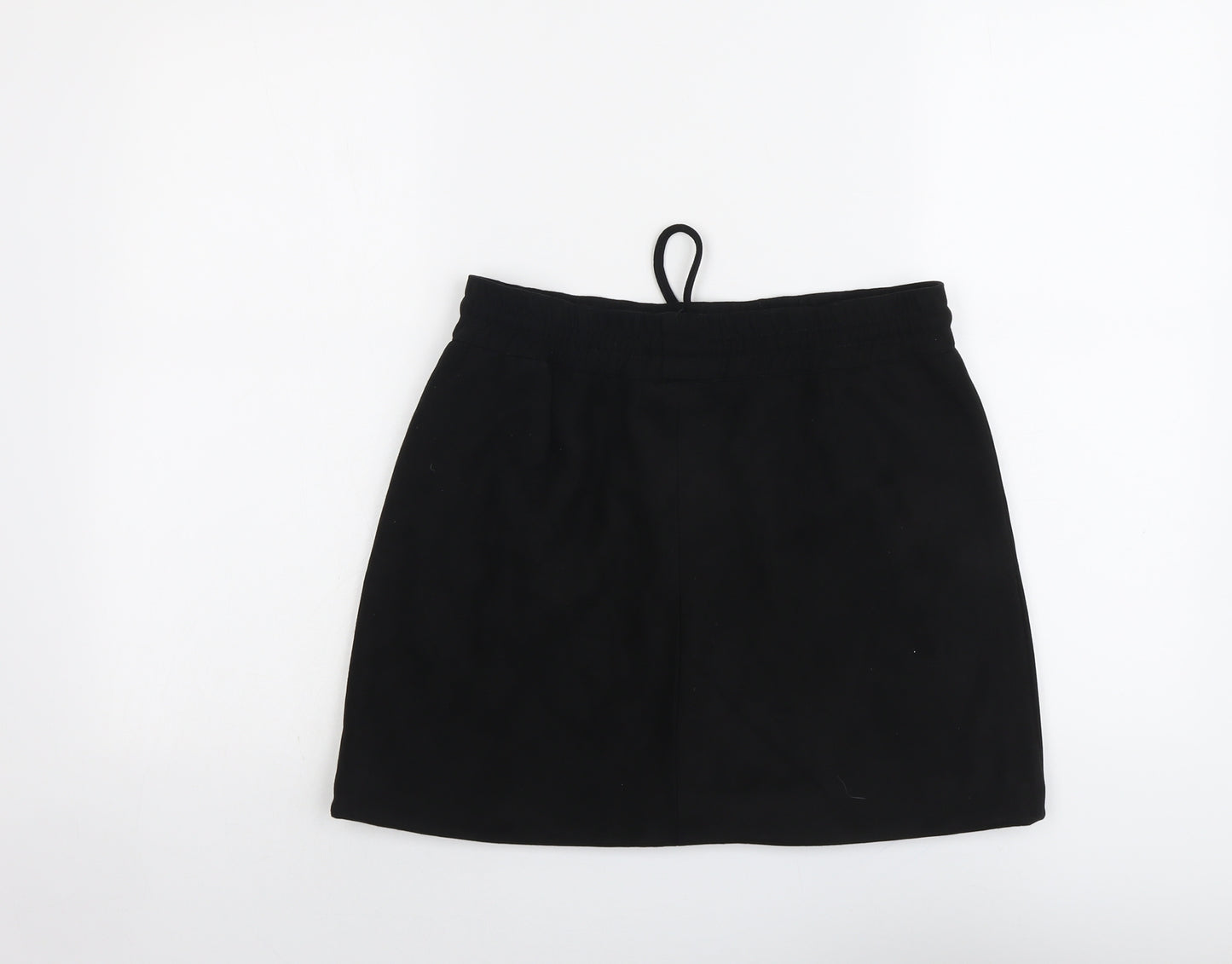 Brave Soul Womens Black Polyester A-Line Skirt Size S Drawstring