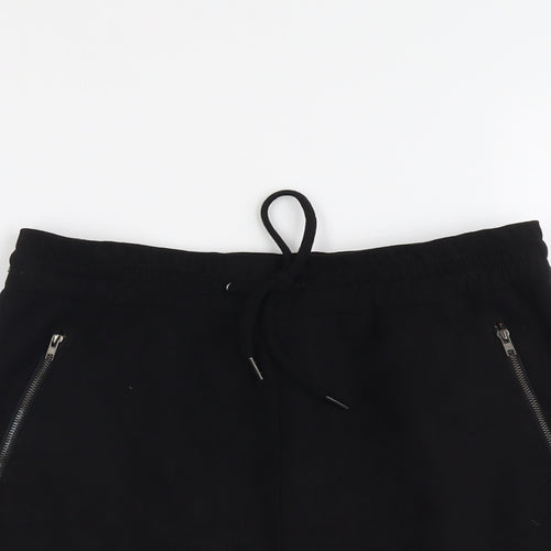 Brave Soul Womens Black Polyester A-Line Skirt Size S Drawstring