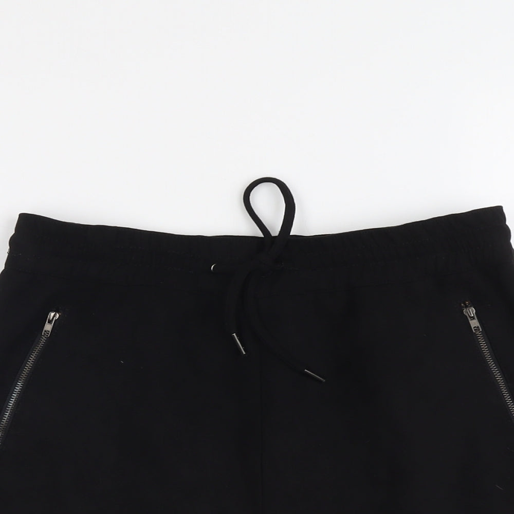 Brave Soul Womens Black Polyester A-Line Skirt Size S Drawstring