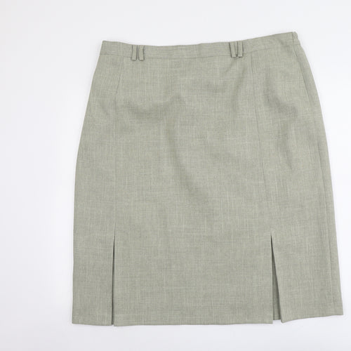 Bonmarché Womens Green Polyester A-Line Skirt Size 24 Zip