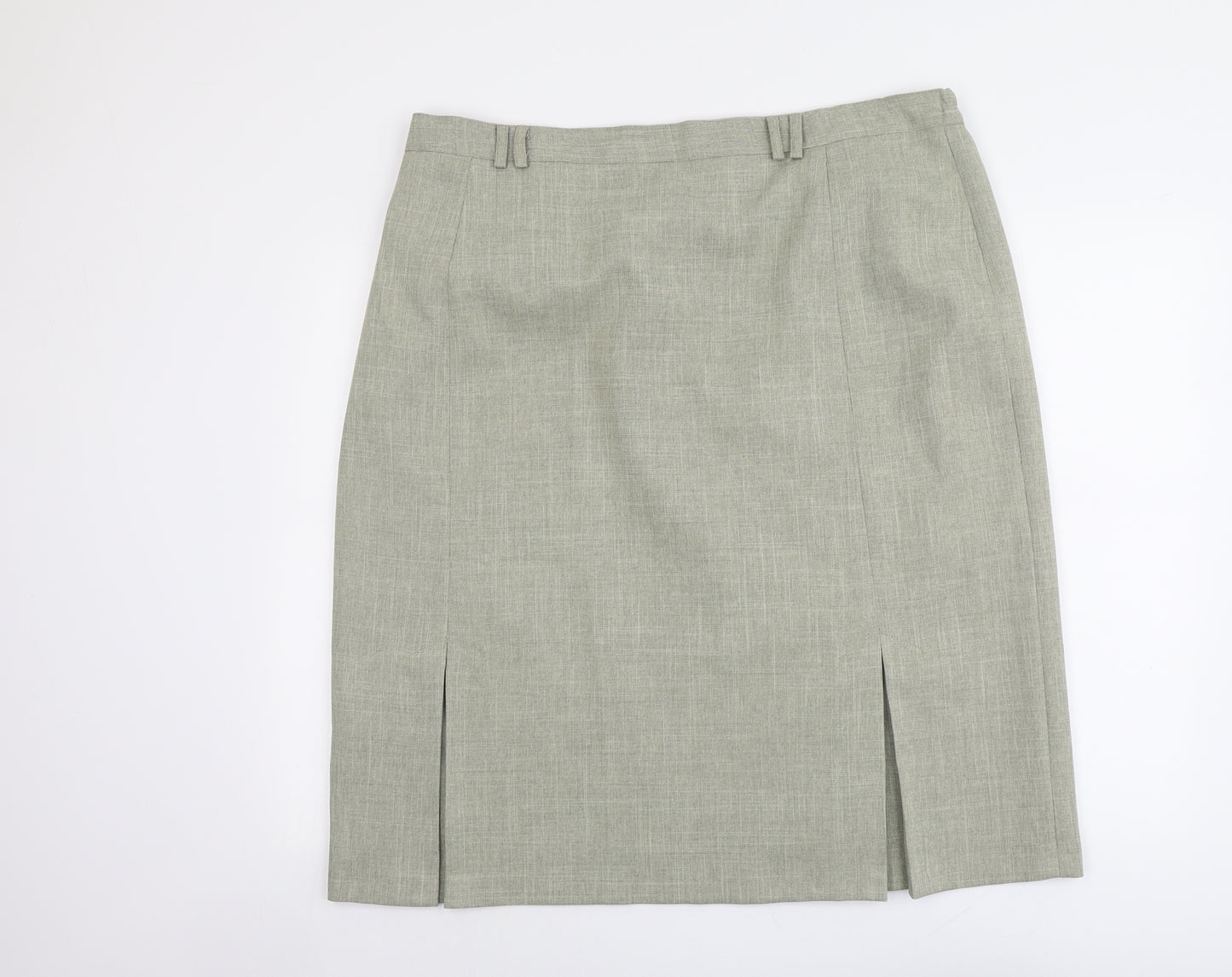 Bonmarché Womens Green Polyester A-Line Skirt Size 24 Zip