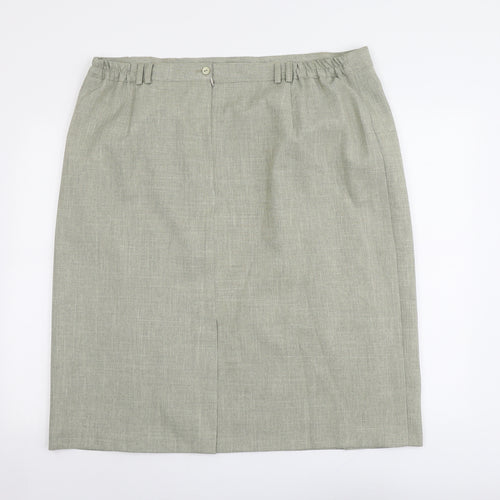 Bonmarché Womens Green Polyester A-Line Skirt Size 24 Zip