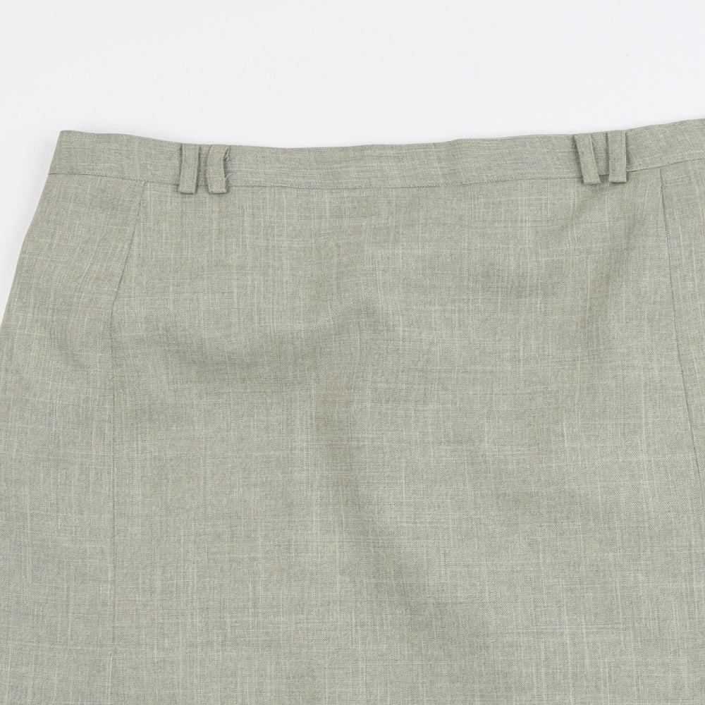 Bonmarché Womens Green Polyester A-Line Skirt Size 24 Zip