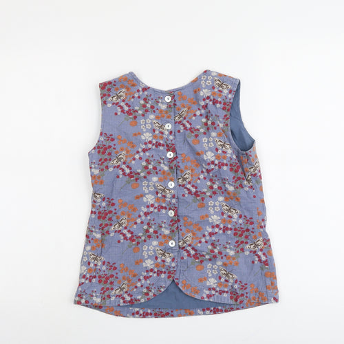 Ness Womens Blue Geometric Cotton Basic Tank Size 6 Round Neck