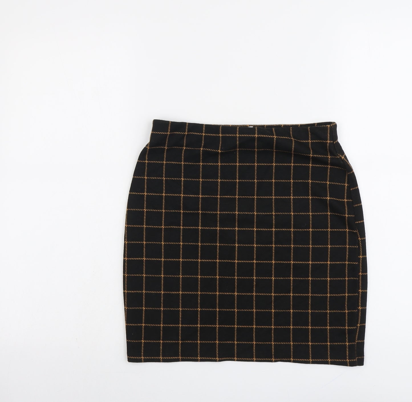 New Look Womens Black Check Polyester A-Line Skirt Size 10