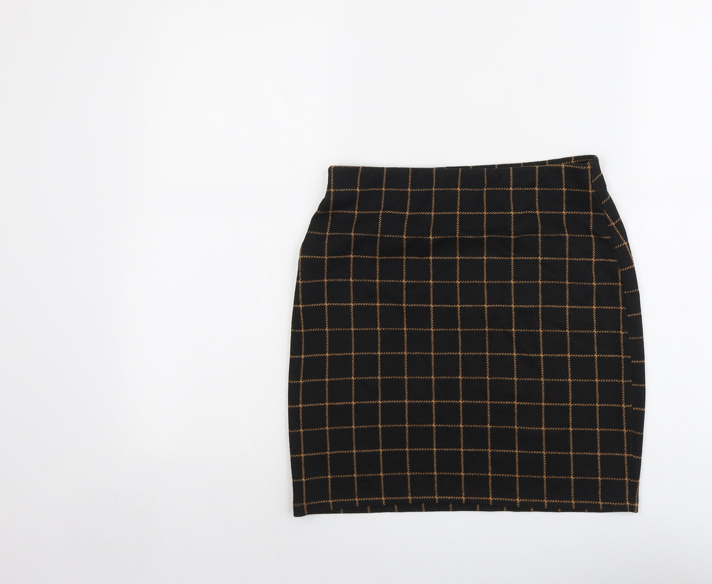 New Look Womens Black Check Polyester A-Line Skirt Size 10