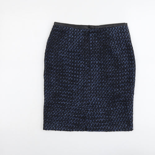 M&Co Womens Blue Geometric Polyester A-Line Skirt Size 8 Zip