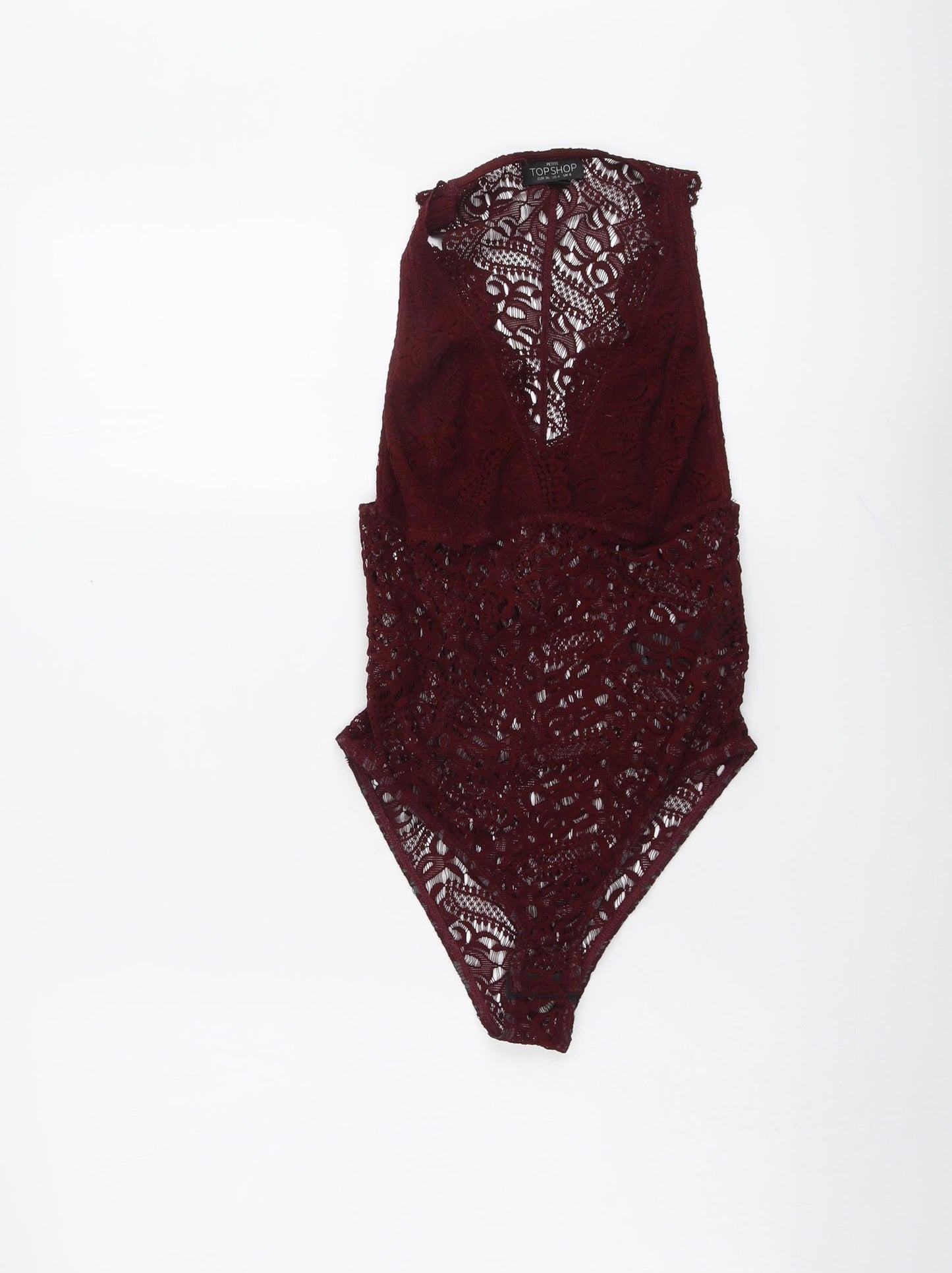 Topshop Womens Red Polyester Bodysuit One-Piece Size 8 Snap