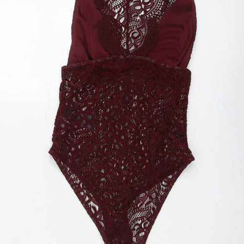 Topshop Womens Red Polyester Bodysuit One-Piece Size 8 Snap