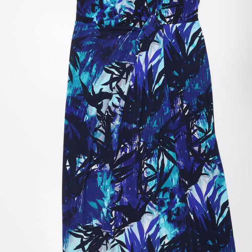 Planet Womens Blue Geometric Polyester Maxi Size 12 V-Neck Pullover
