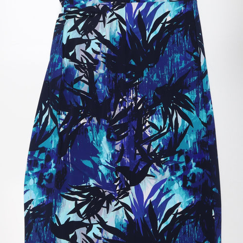 Planet Womens Blue Geometric Polyester Maxi Size 12 V-Neck Pullover