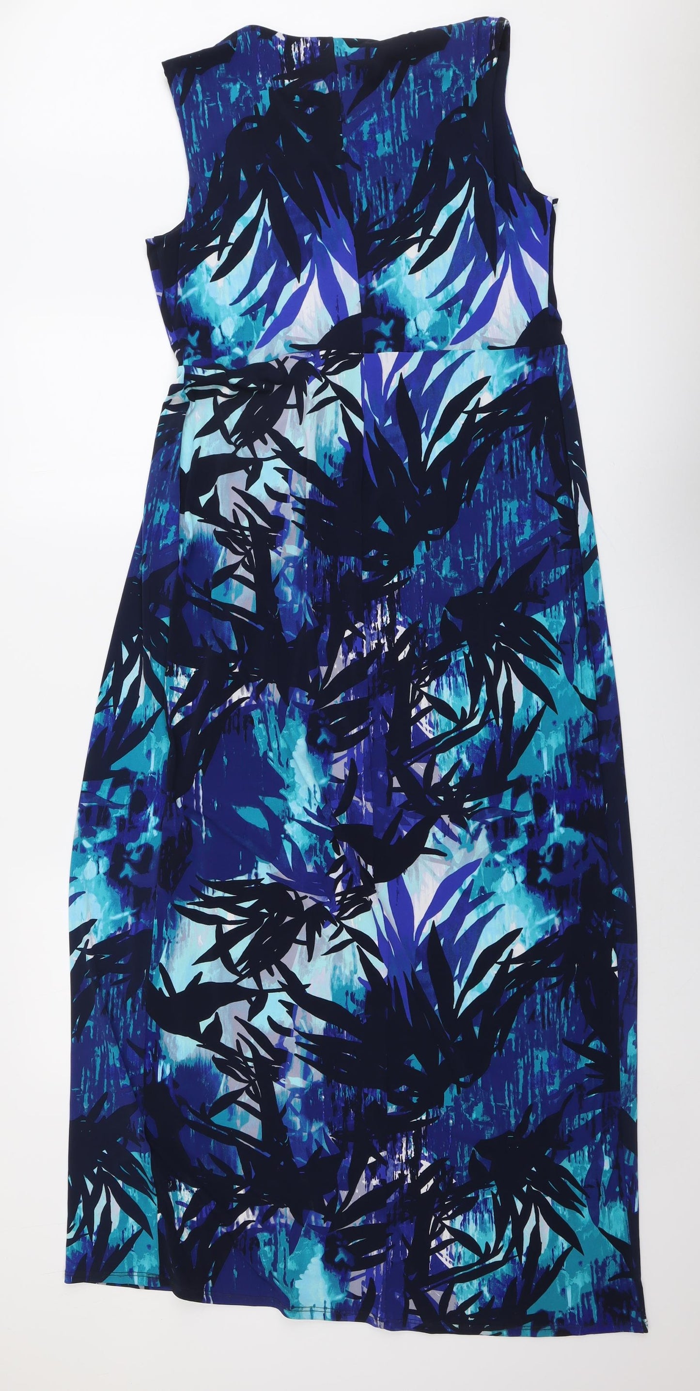 Planet Womens Blue Geometric Polyester Maxi Size 12 V-Neck Pullover