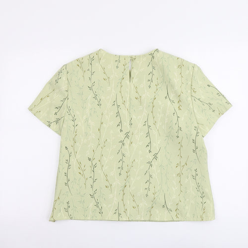 Eastex Womens Green Floral Polyester Basic Blouse Size 10 Boat Neck