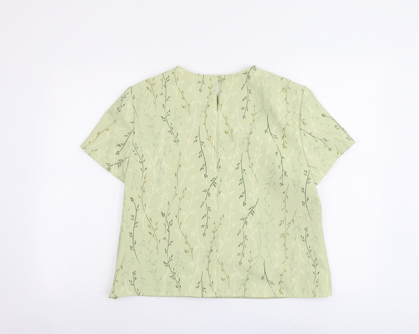 Eastex Womens Green Floral Polyester Basic Blouse Size 10 Boat Neck