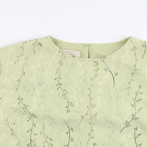 Eastex Womens Green Floral Polyester Basic Blouse Size 10 Boat Neck