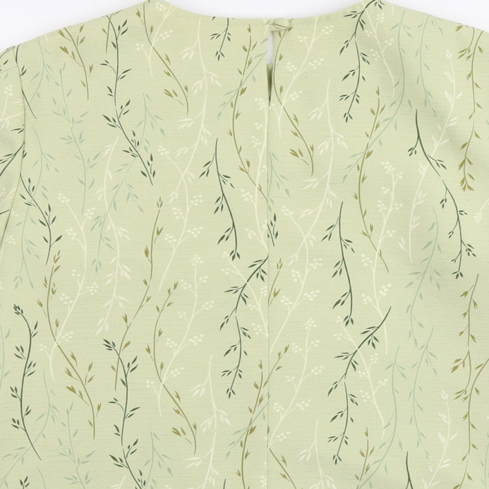Eastex Womens Green Floral Polyester Basic Blouse Size 10 Boat Neck