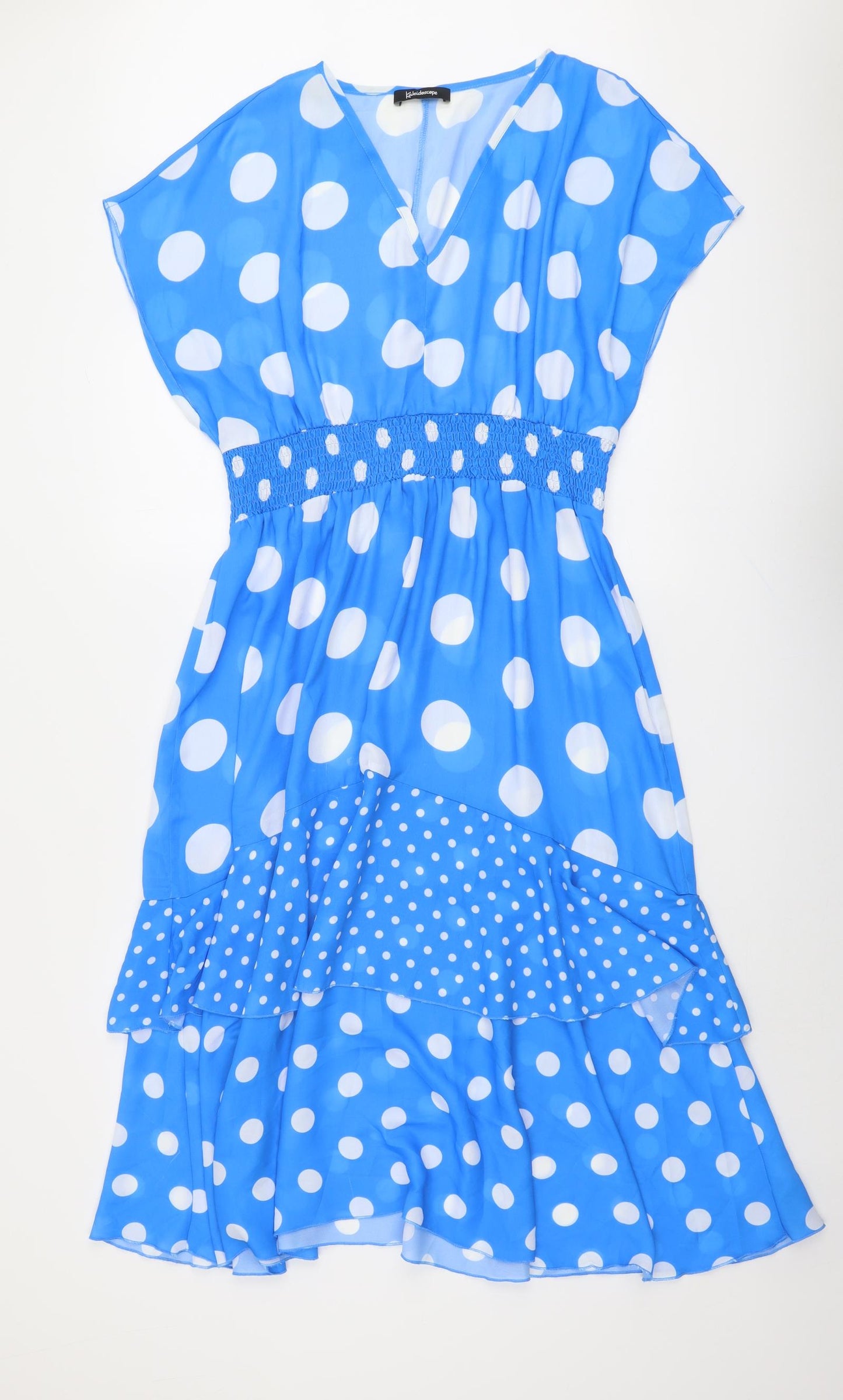 Kaleidoscope Womens Blue Polka Dot Polyester Trapeze & Swing Size 18 V-Neck Pullover