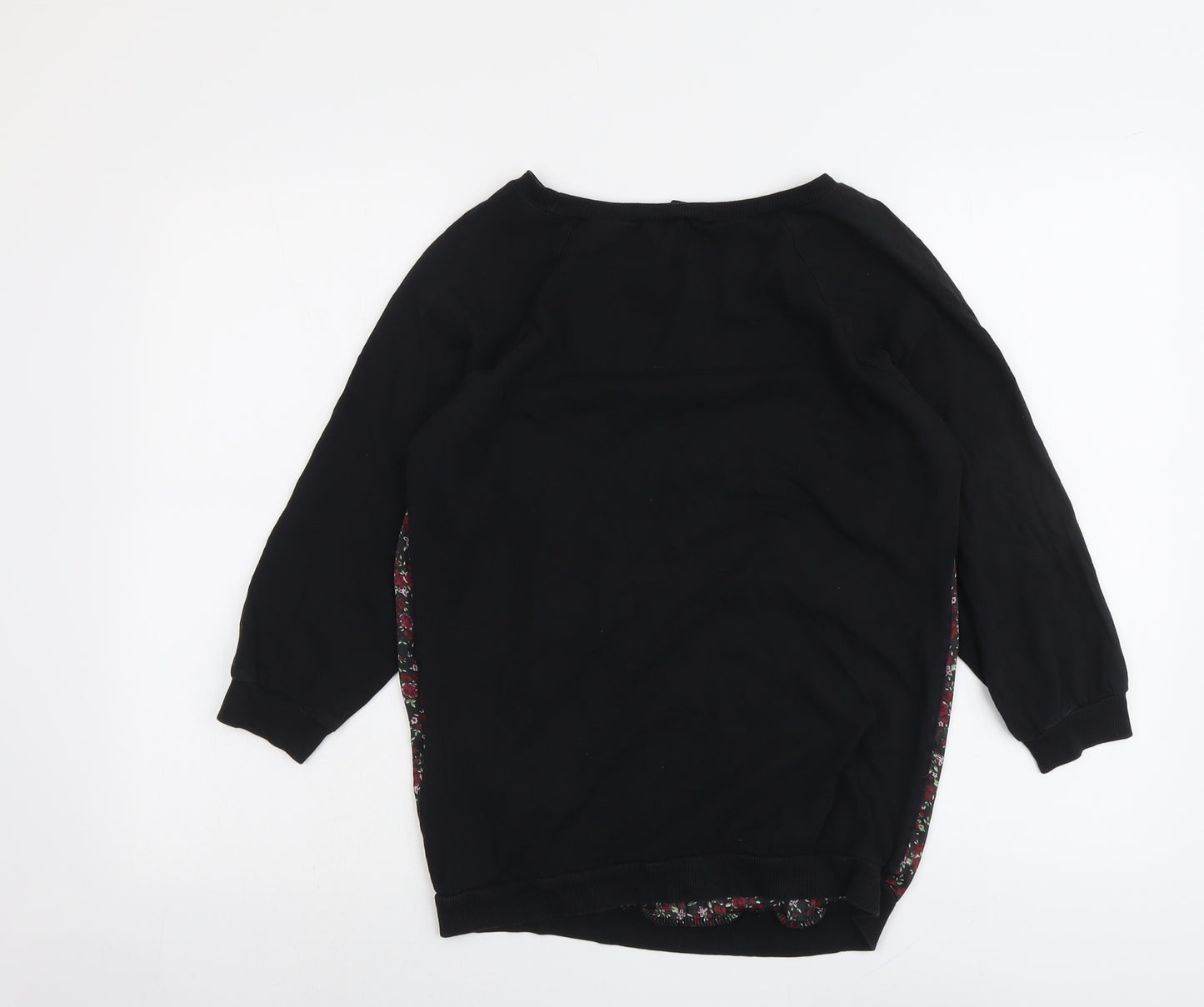 RESERVED Womens Black Floral Polyester Basic Blouse Size S Boat Neck