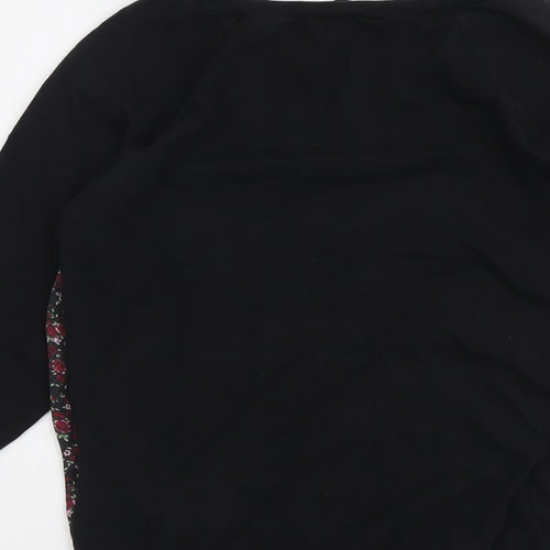 RESERVED Womens Black Floral Polyester Basic Blouse Size S Boat Neck