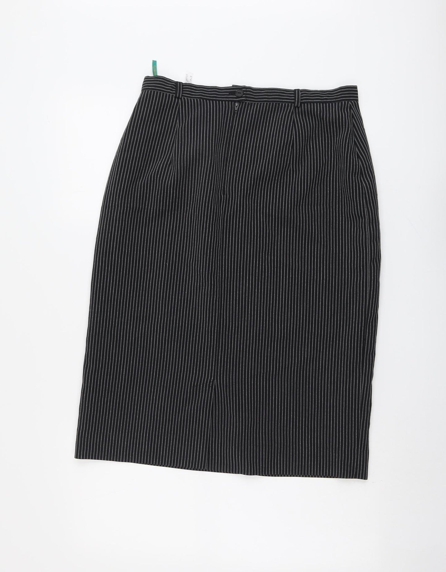 Canada Womens Black Striped Polyester A-Line Skirt Size 16 Zip