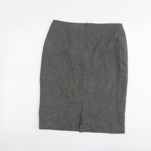 Boden Womens Grey Wool A-Line Skirt Size 12 Zip
