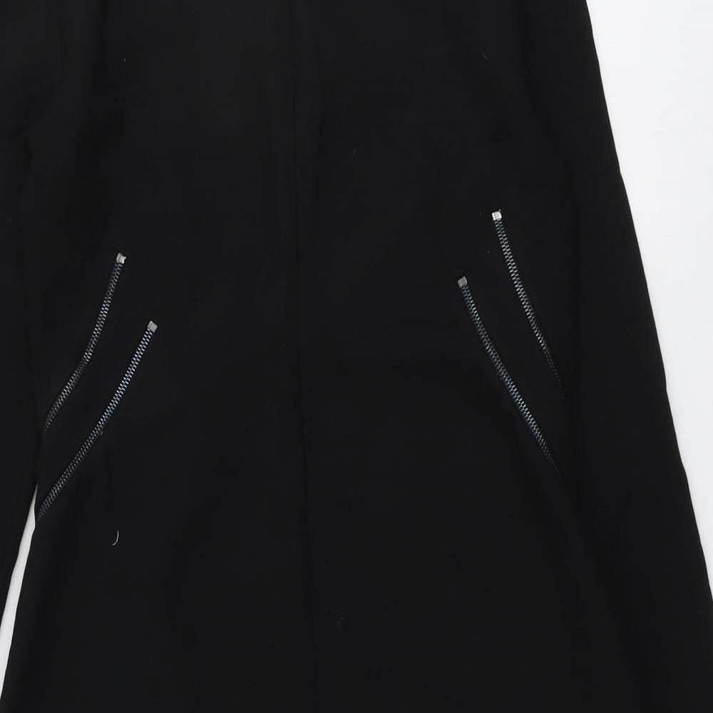 Zara Womens Black Polyester A-Line Size L Round Neck Zip