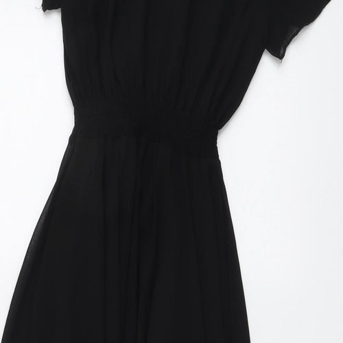 New Look Womens Black Polyester Fit & Flare Size 10 Round Neck Pullover