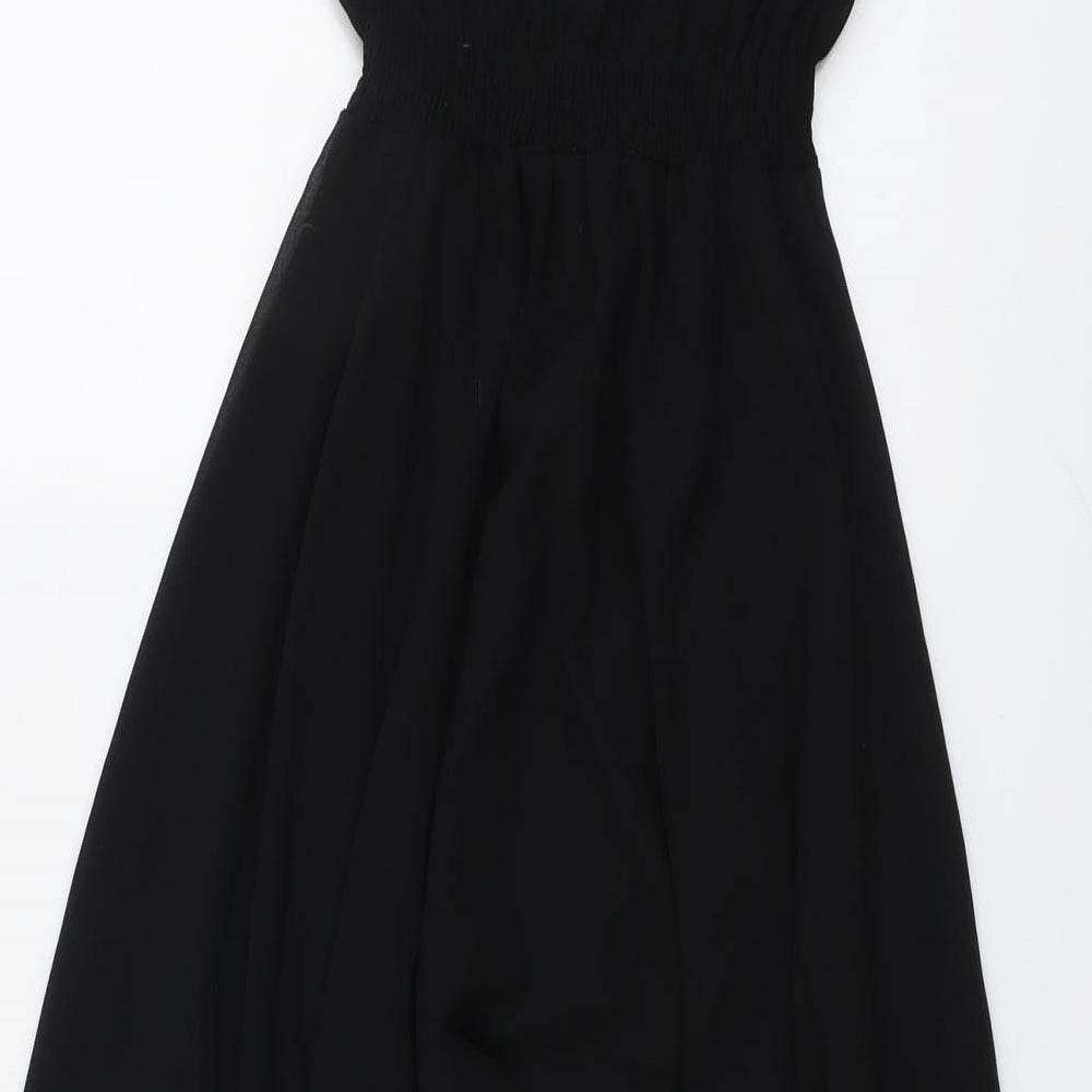 New Look Womens Black Polyester Fit & Flare Size 10 Round Neck Pullover