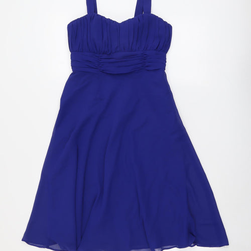 Debut Womens Blue Polyester Fit & Flare Size 8 Sweetheart Zip