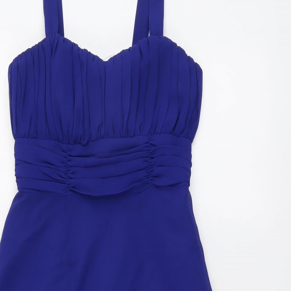Debut Womens Blue Polyester Fit & Flare Size 8 Sweetheart Zip