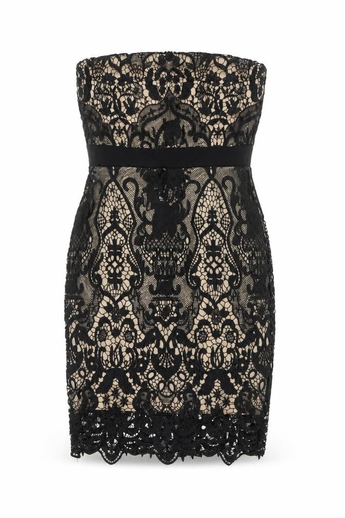 Paper Dolls Womens Black Geometric Polyester A-Line Size 12 Off the Shoulder Zip
