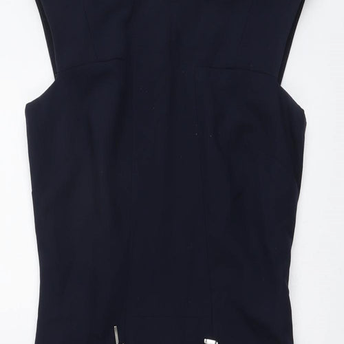 NEXT Womens Blue Polyester Shift Size 6 Round Neck Zip