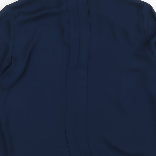 White House Black Market Womens Blue Polyester Basic Blouse Size 14 Mock Neck