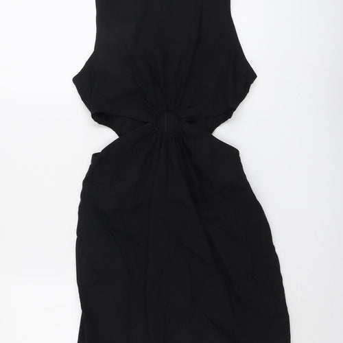 Zara Womens Black Viscose Bodycon Size M Round Neck Zip
